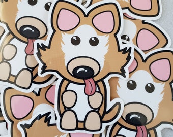 Cute Corgi Sticker Die-Cut Vinyl | Fun Sticker | Water Bottle Sticker | Laptop Sticker | Glossy Sticker
