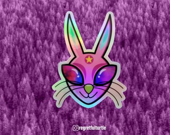 Trippy Sticker Alien Bunny Vinyl Sticker | Die-cut | Holographic Sticker