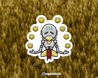Overwatch Sticker Zenyatta | Glossy Finish | Video Game Collection | Blizzard Merchandise | OW Zenny