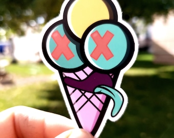 Ice Cream Cone Sticker| Ice Scream | Trippy Ice Cream Cone | Great For Hydro Flasks, Laptops, Notebooks and More! | Illustration Sticker