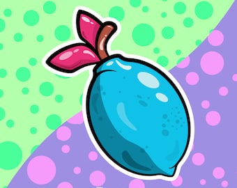 Trippy Blue Lemon Fruit Sticker | Fruity Sticker | Laptop Decal | Planner Design | Matte Vinyl Sticker | Lemon Sticker