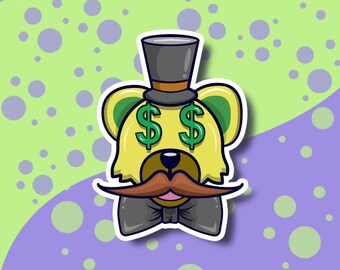Trippy Bear Sticker Money Bear | Yellow Bears | Great For Hydro Flasks, Laptops, Notebooks and More! | Illustration Sticker