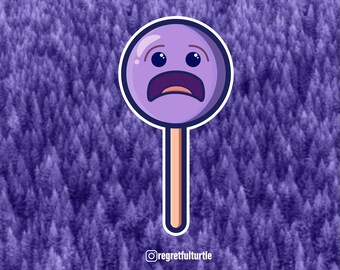 Vinyl Glossy Lolipop Sticker| Scared Loli | Planner Sticker | Cute | Fun | Purple | Glossy | Laptop Sticker