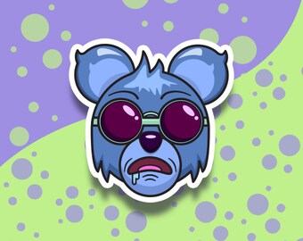 Trippy Blue Bear Sticker | Blue Bears | Great For Hydro Flasks, Laptops, Notebooks and More! | Illustration Sticker