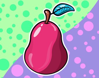 Trippy Red Pear Fruit Sticker | Fruity Sticker | Laptop Decal | Planner Design | Matte Vinyl Sticker | Pear Sticker