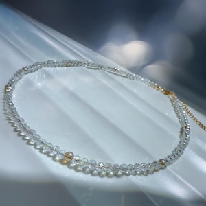 Clear Crystal Beaded Necklace • Dainty Silver Bead Choker • Minimalist Layering Jewelry • Waterproof Crystal Necklace for Women & Girls Gift