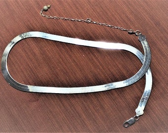Sterling Silver Choker Necklace 6" Flat 18.5 inches Long