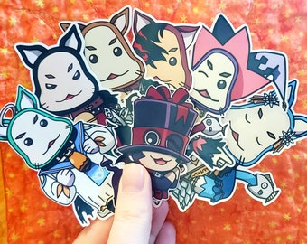 Tales of Berseria Inspired Katz Handmade Stickers- Velvet, Laphi, Magilou, Eizen, Rokuro, and Eleanor