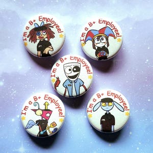 The Amazing Digital Circus Inspired Handmade Spudsy&#39;s Buttons- Gangle, Ragatha, Pomni, Zooble, and Jax