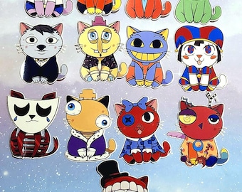 Cartoon Cat Cosplay Stickers – Die-Cut Glossy Vinyl