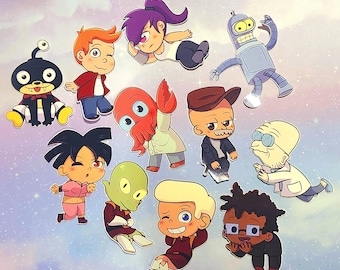 Futurama Chibi Stickers – Handmade Glossy Vinyl Die-Cut Stickers