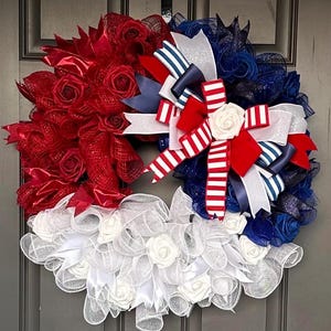 Red White and Blue Wreath 4th of July Memorial Day Veterans Day