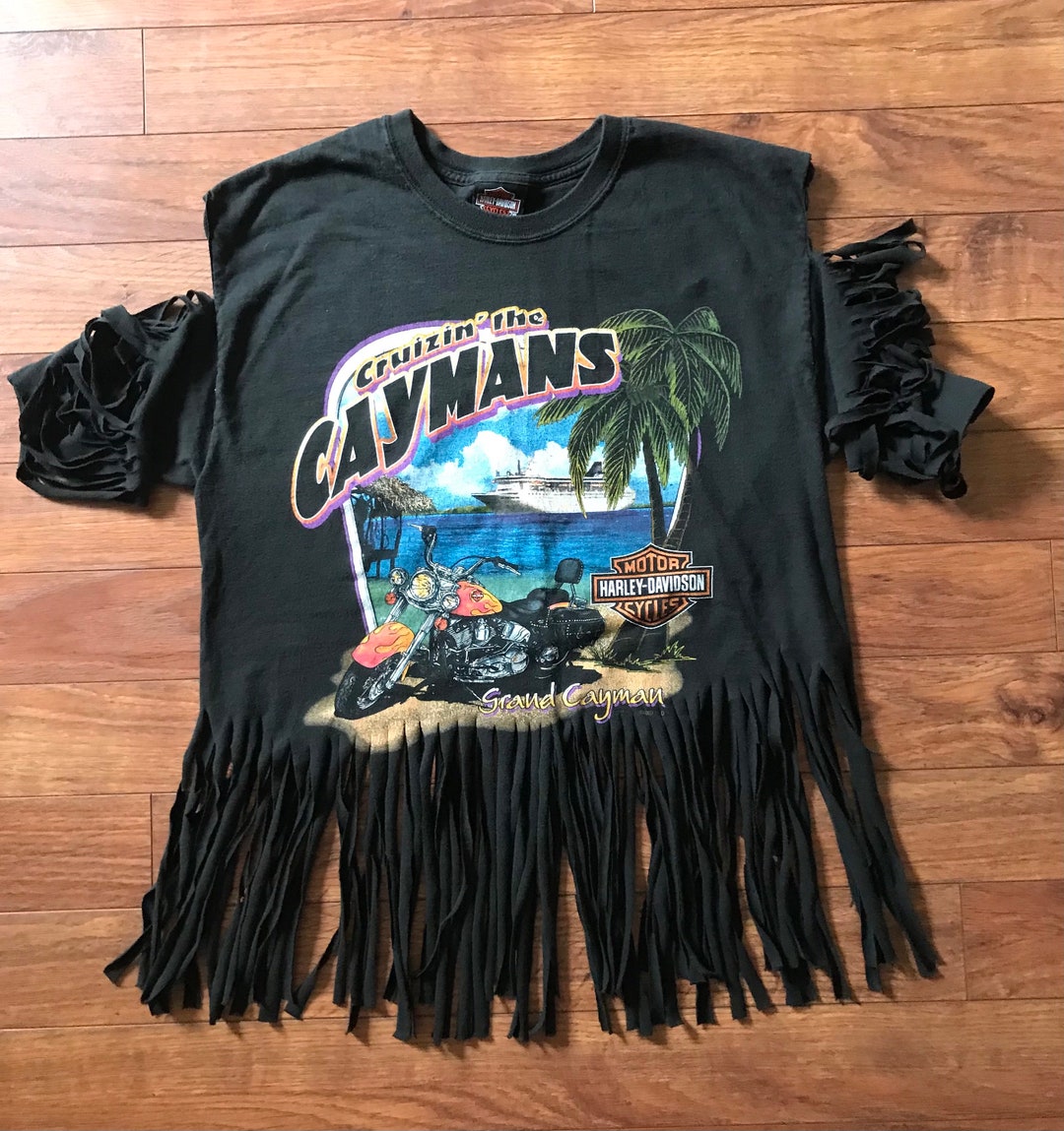 【SATIIIZ】Keyens Harley Dyeing Crop T-Shirt Harley Davidson Bleached Custom T-shirt Size Medium Tumblr