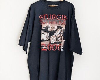 Vintage Y2k Black Sturgis Black Hills Rally Graphic T-Shirt, Unisex 3XL