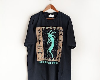Vintage 1990s Black Graphic Petrified Forest T-Shirt, Von Rautenkranz Art Shirt, Unisex 2XL