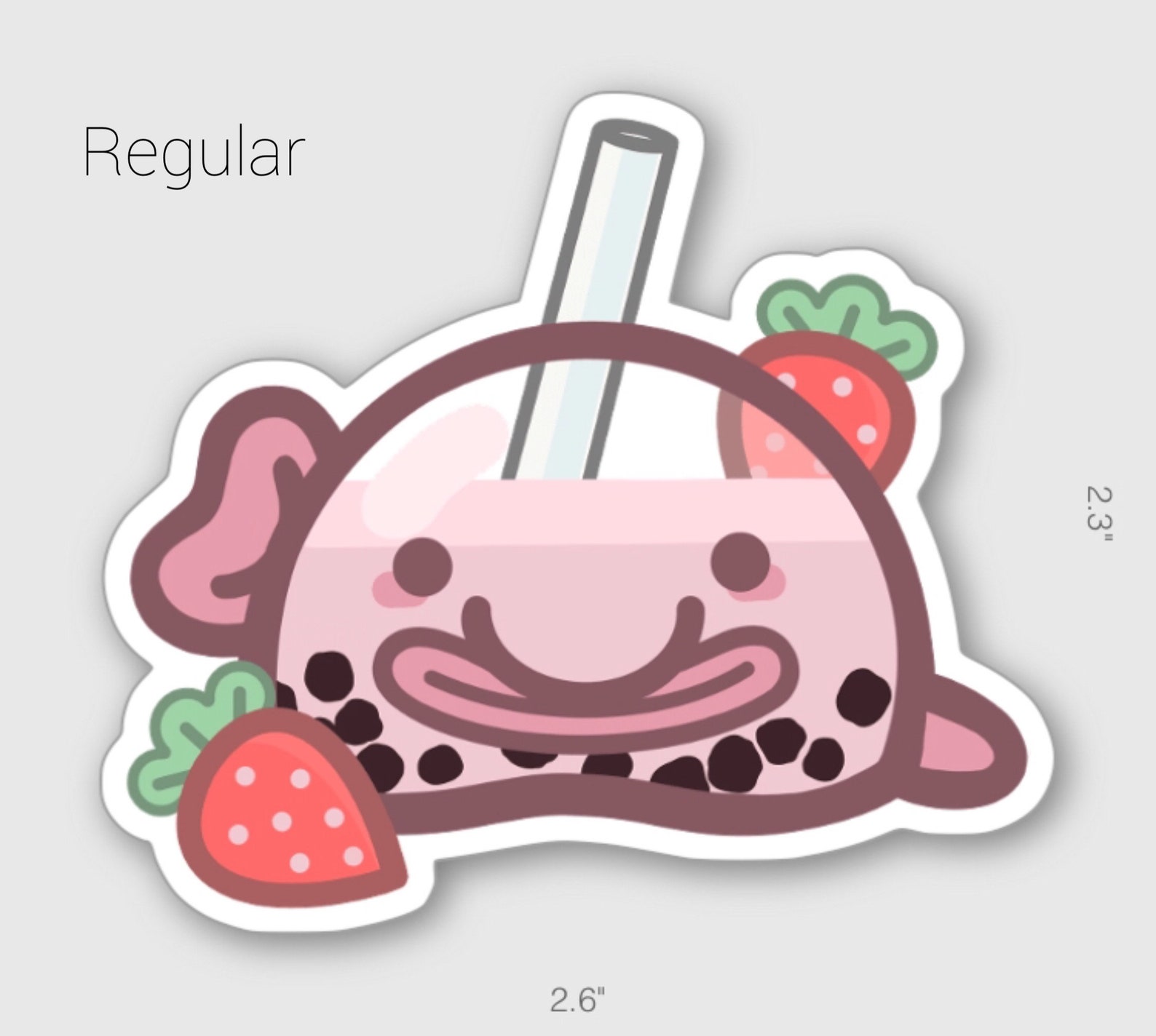 Strawberry Boba Kawaii Blobfish Waterproof Vinyl Sticker Etsy