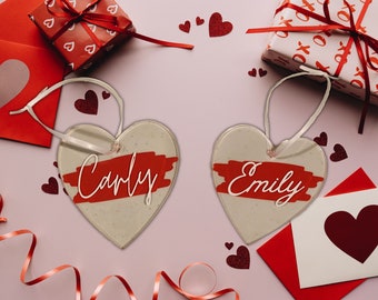 Personalized Acrylic Valentine's Day Hearts | Valentines Tag | Heart Tag | Gift Tags | Custom Name