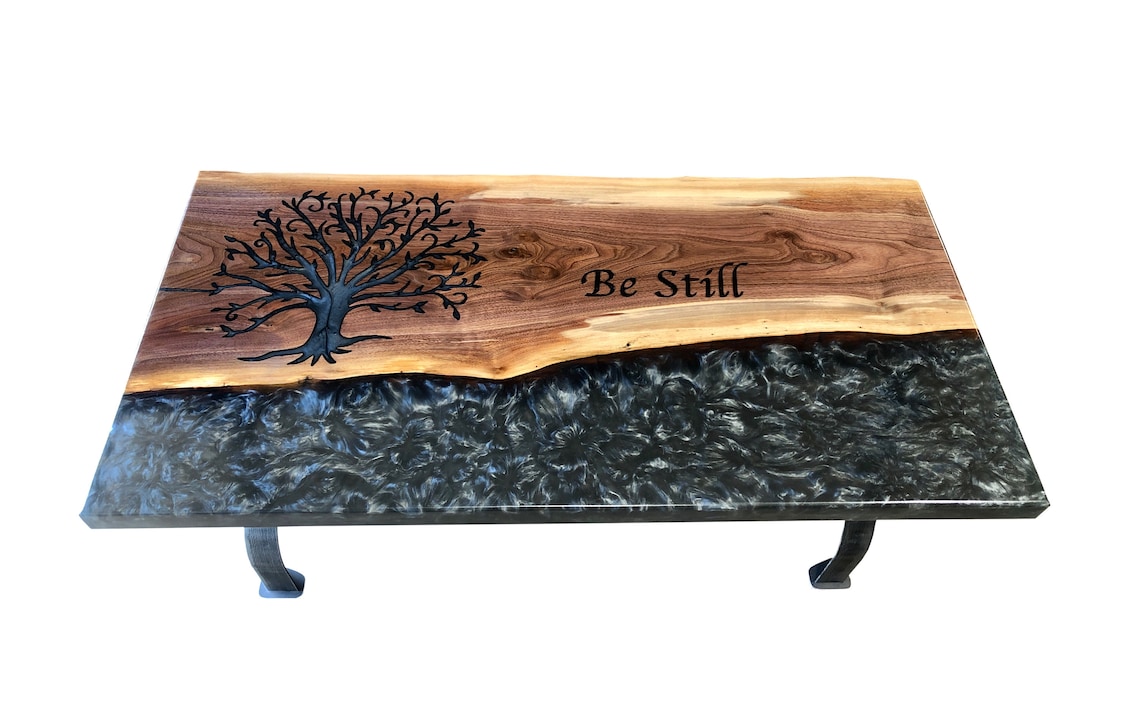 Custom Engraved Coffee Table With Epoxy River - Etsy