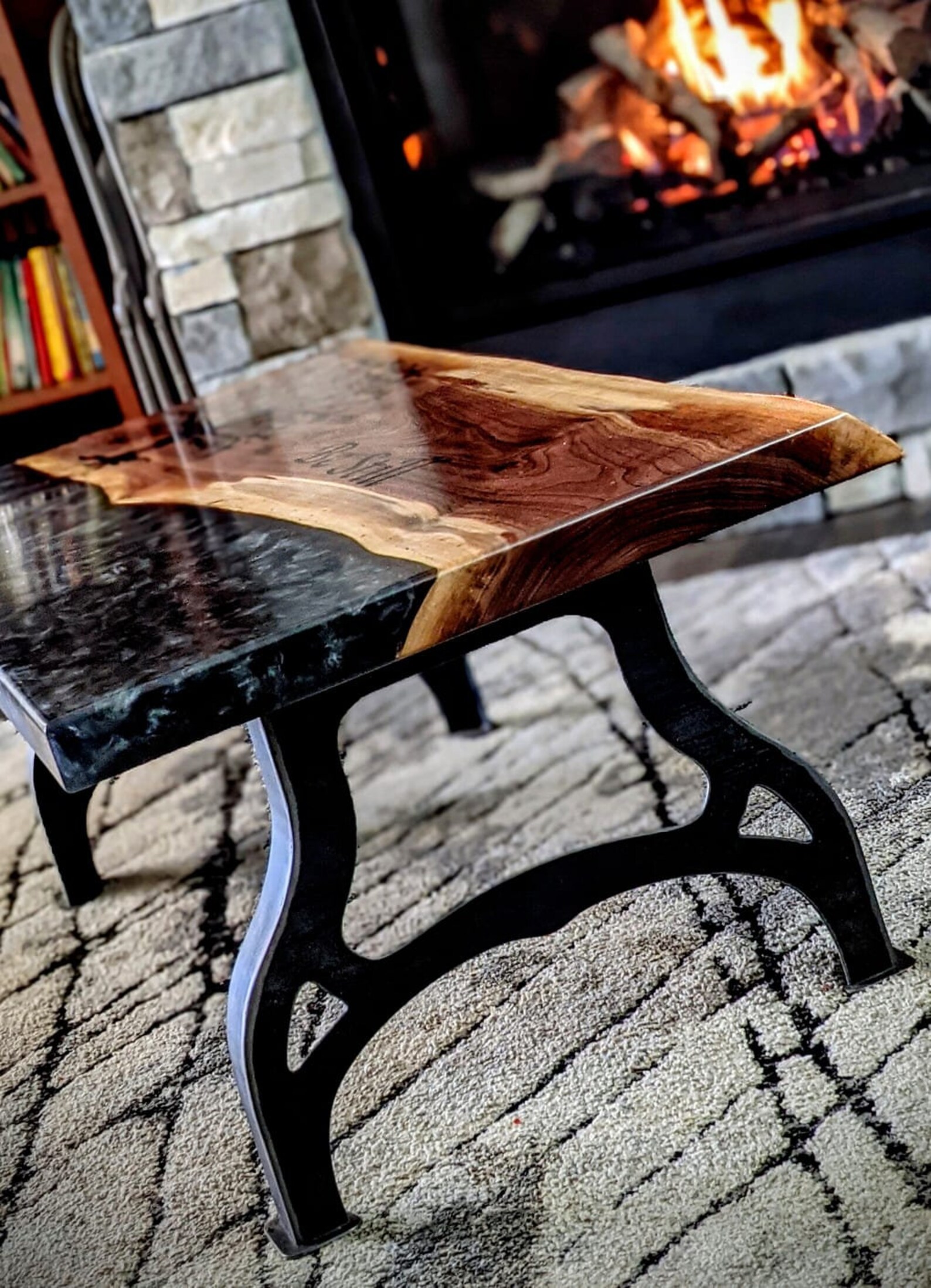 Custom Engraved Coffee Table With Epoxy River Etsy