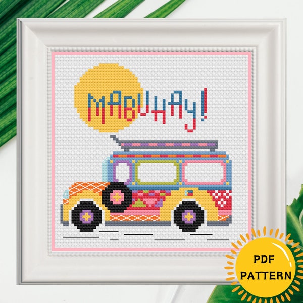Mabuhay Jeepney Philippine PDF Instant Download PDF Cross Stitch Pattern