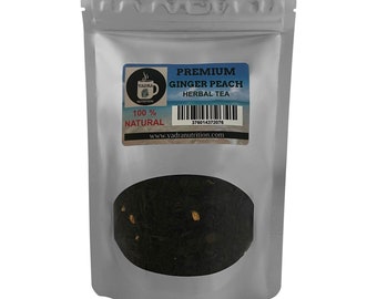 Ginger Peach Herbal Tea Blend 100% Natural served ICED or HOT
