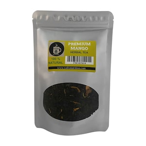 Mango Fruit Tea Herbal Loose Leaf Blend contains CAFFEINE served ICED or HOT