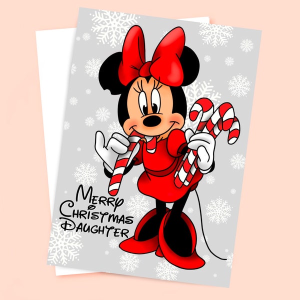 Disney's Minnie Mouse Christmas Card For Daughter, Merry Christmas, Kids Cards, Disney Lover, Cards For Her, Walt Disney, Festive (A5)