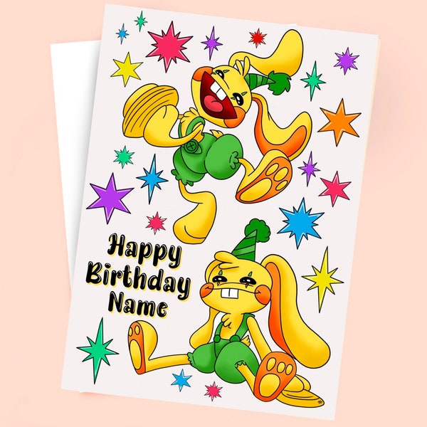 Poppy Playtime Bunzo Bunny Personalised Birthday Card, Happy Birthday, Kids Cards, Bunny Rabbit, Celebration, MOB Games (A5)