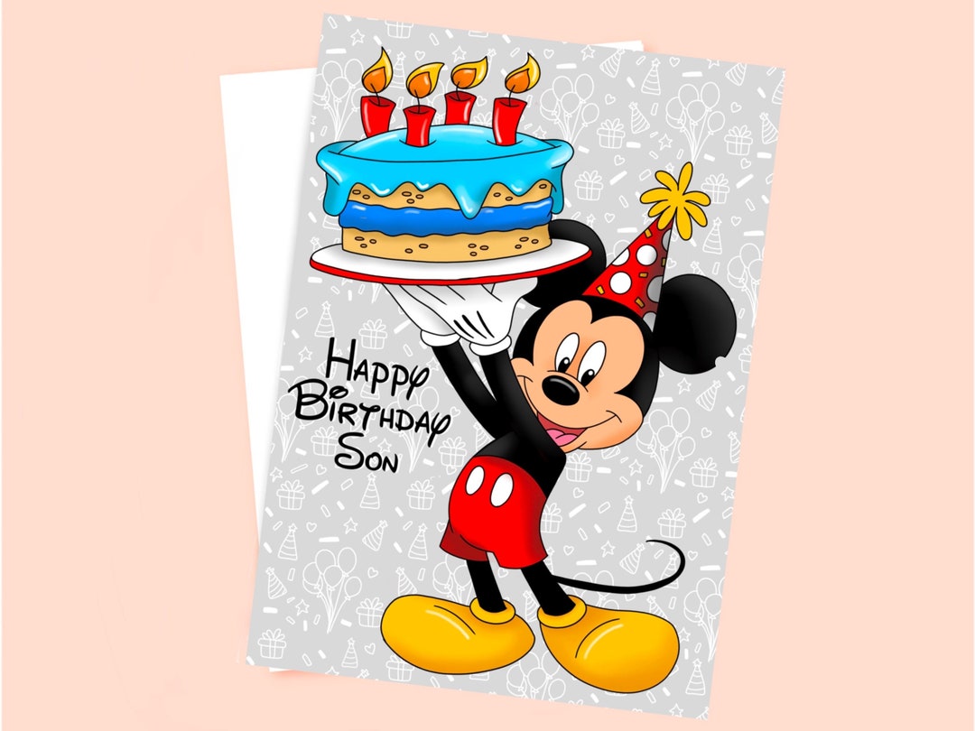 Carte d'anniversaire Disney Mickey Mouse pour fils, joyeux anniversaire,  cartes pour enfants, amoureux de Disney, cartes pour lui, Walt Disney