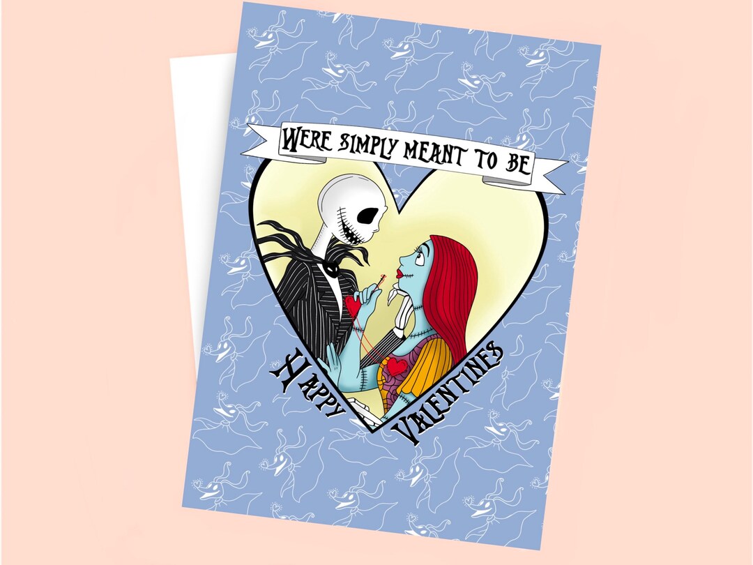 Jack Skellington & Sally Nightmare Before Christmas Valentines Day Card