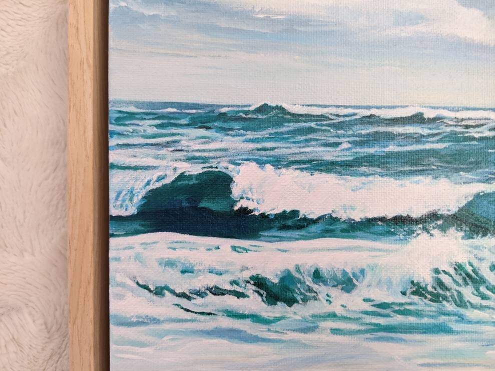 Original Ocean Painting on Canvas 10 x 12 solid Etsy