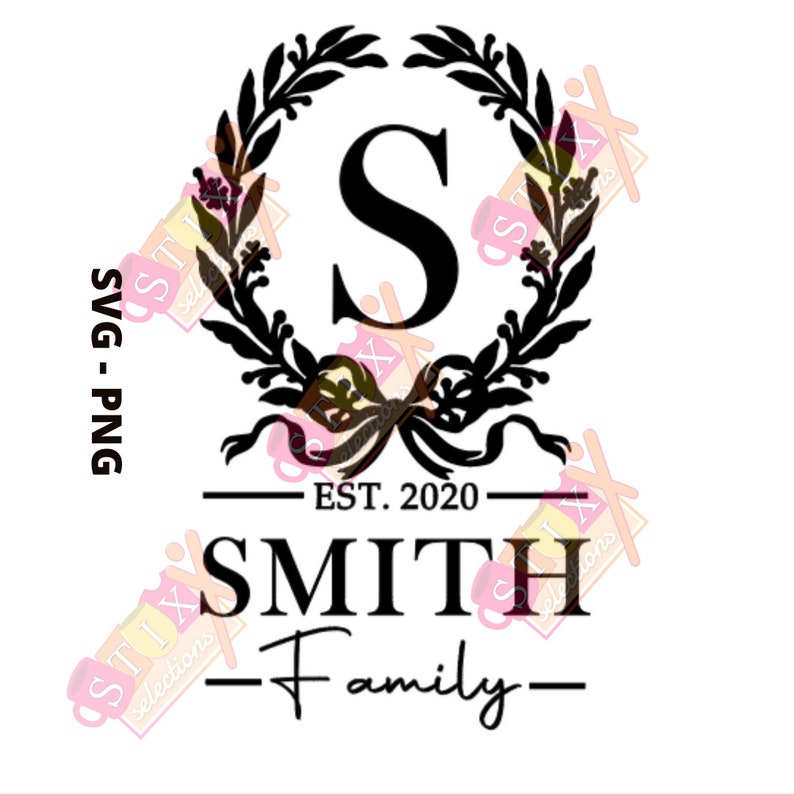 Download Monogrammed Family Name Wreath SVG PNG Cricut Cutting File ...