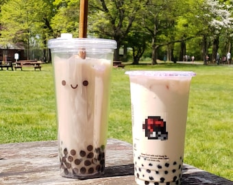 Boba Character Tumbler: Reusable Bubble Tea Cup with Stainless Steel Straw
