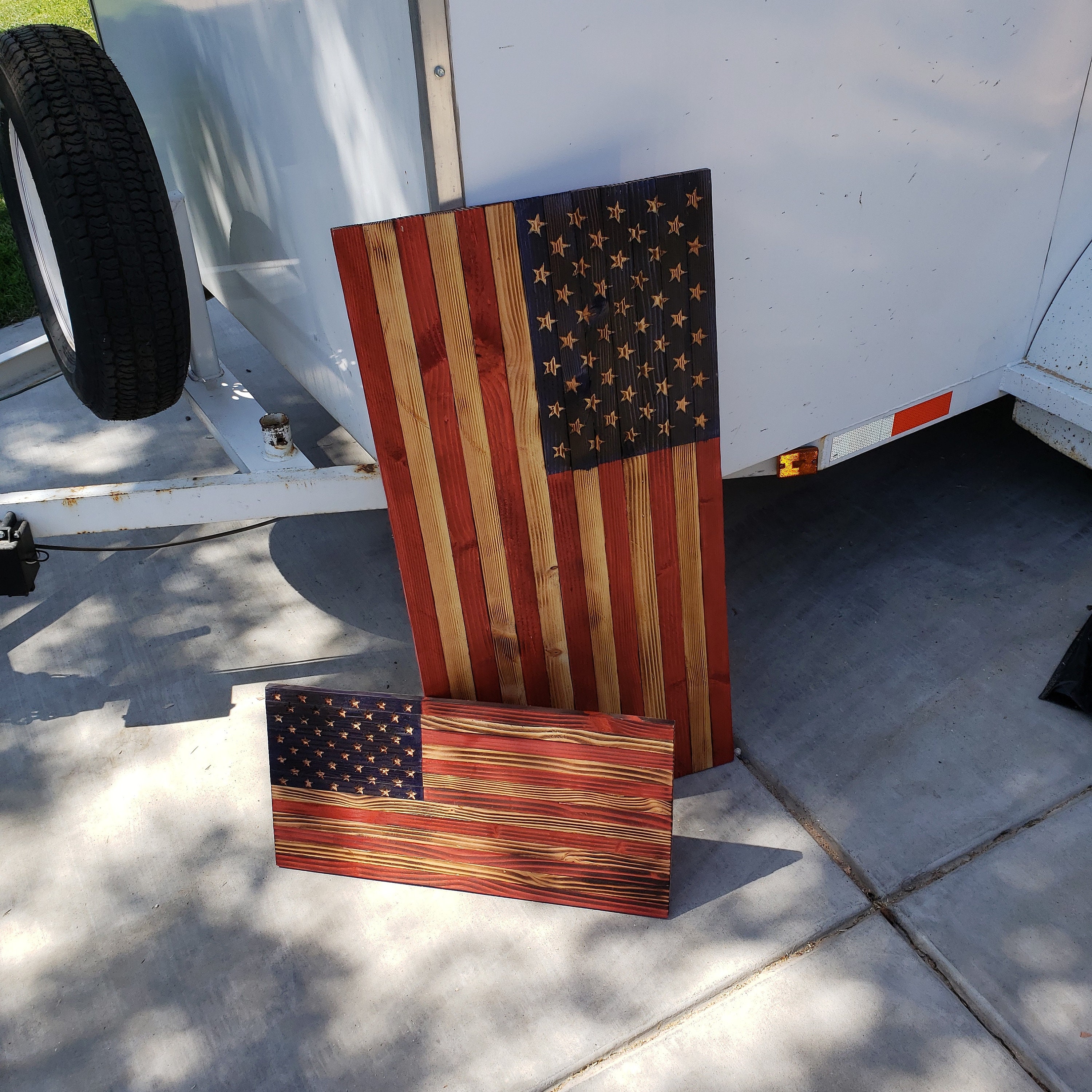 Wooden American Flags Etsy