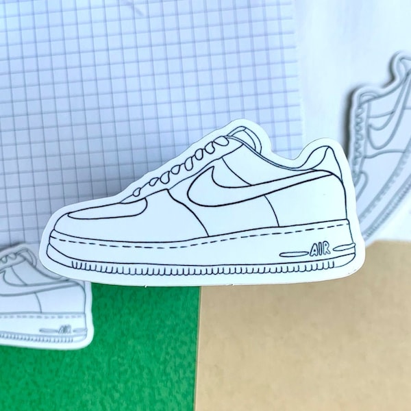 Kickin' It, Nike Air Force 1, Glossy Coated Vinyl Contour Cut Sticker, Hand Drawn, Weatherproof Sticker, Hydro Flask Sticker, Laptop Sticker