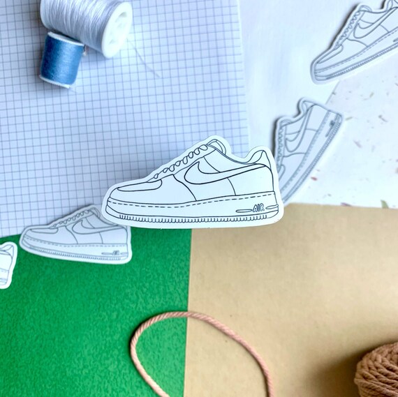 Kickin It Nike Air Force 1 glanzend beschichtet Vinyl Kontur geschnitten Aufkleber von Hand gezeichnet wetterfeste Aufkleber Hydro Flasche Aufkleber Laptop Aufkleber Etsy