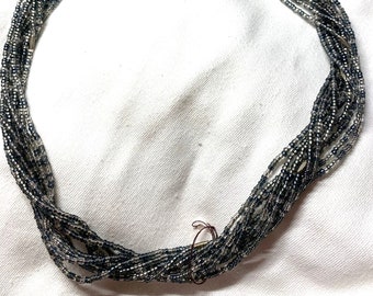 Grey glass bead multi strand necklace