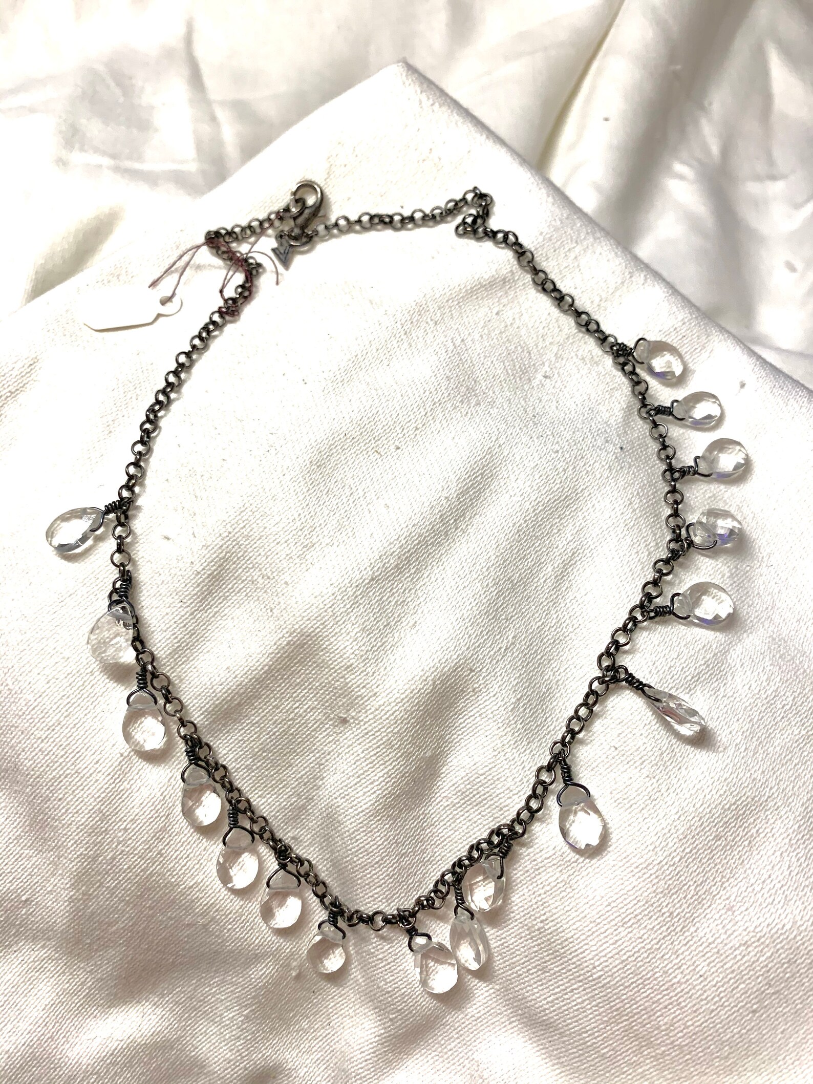 Sterling Silver Crystal Necklace Etsy