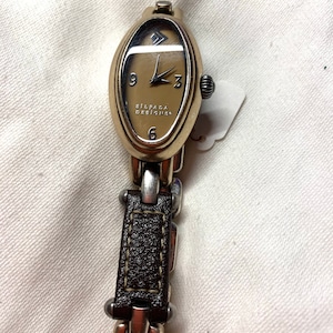 Mother of pearl and leather watch