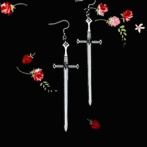 Gothic Sword Earrings; Plain Medieval Style Blade—Set of Two Sword Earrings—Dagger Earrings—Blade earrings—Sword Charm Earrings