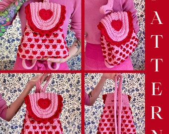Crochet Backpack Pattern—Crochet Backpack—Crochet Bag Pattern—Crochet Heart Bag—Crochet Heart Tote—Valentines Day Crochet Pattern—Boho Bag
