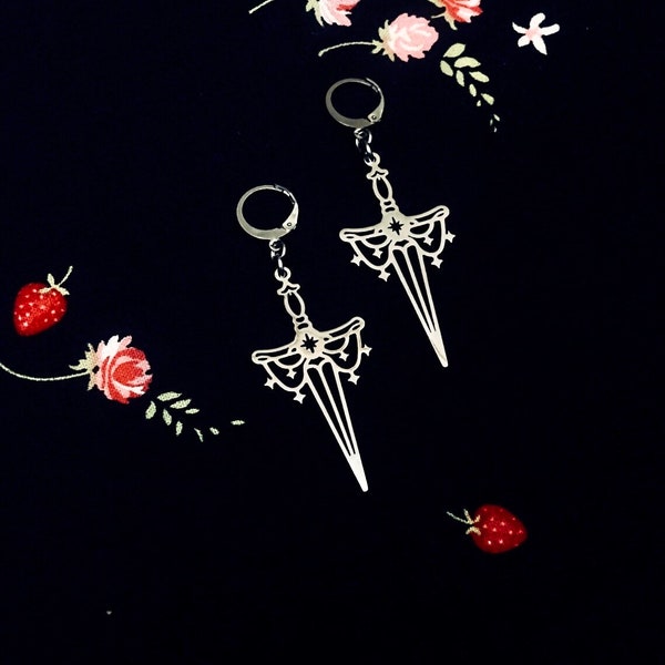 Gothic Mini Sword Earrings—Stainless Steel Dagger Earrings—Nu Goth Earrings—Blade Earrings—Sword Charm Earrings—Knightcore Earrings