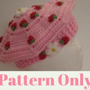 Strawberry Hat Crochet PatternCrochet Beret PatternCrochet Strawberry HatCottagecore Crochet PatternCrochet StrawberryCrochet Pattern image 1