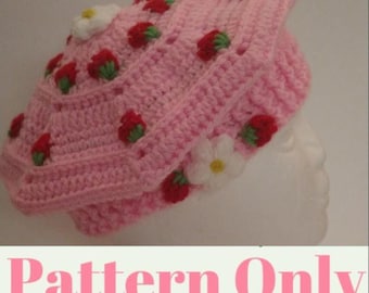 Strawberry Hat Crochet Pattern—Crochet Beret Pattern—Crochet Strawberry Hat—Cottagecore Crochet Pattern—Crochet Strawberry—Crochet Pattern