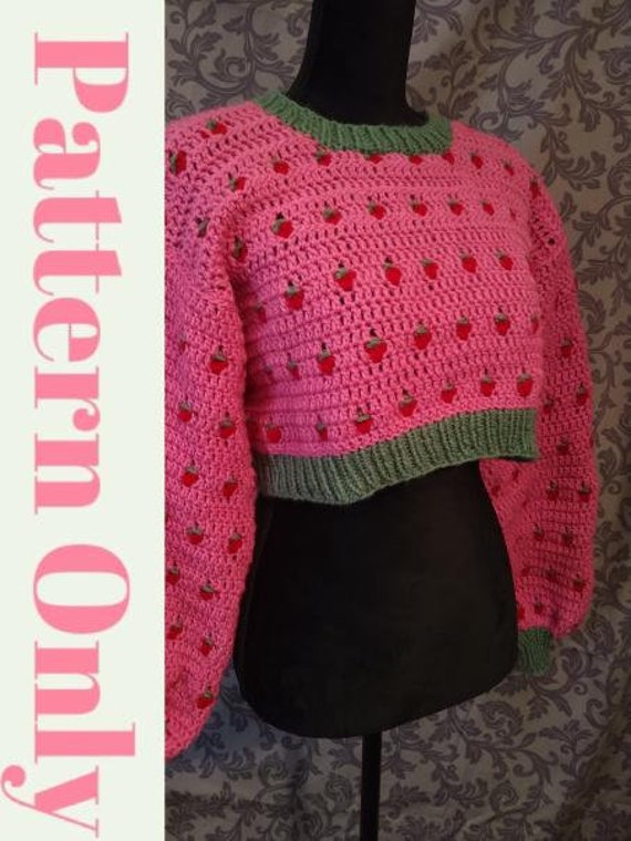 Strawberry Parfait Crop Top Sweater Crochet Patternstrawberry - Etsy UK