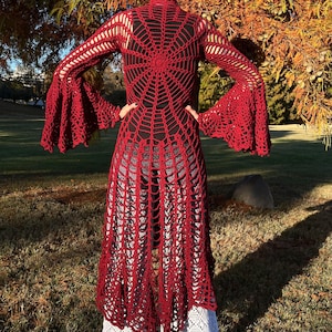 Spiderweb Mandala Coat Crochet Pattern-Halloween Duster-Crochet Spiderweb-Gothic Halloween Coat-Stevie Nicks Jacket-Crochet Spider Dress zdjęcie 9