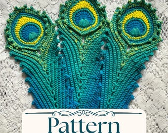 Crochet Peacock Feather Applique Pattern