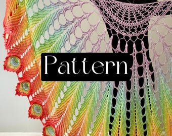 Peacocking Shawl Crochet Pattern—Peacock Feather Shawl