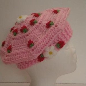 Strawberry Hat Crochet PatternCrochet Beret PatternCrochet Strawberry HatCottagecore Crochet PatternCrochet StrawberryCrochet Pattern image 2