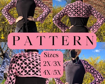 Flower Mesh Bolero Crochet Pattern-Plus Size